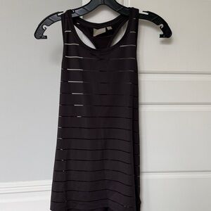 Athleta Black Sheer-Striped Racerback Tank